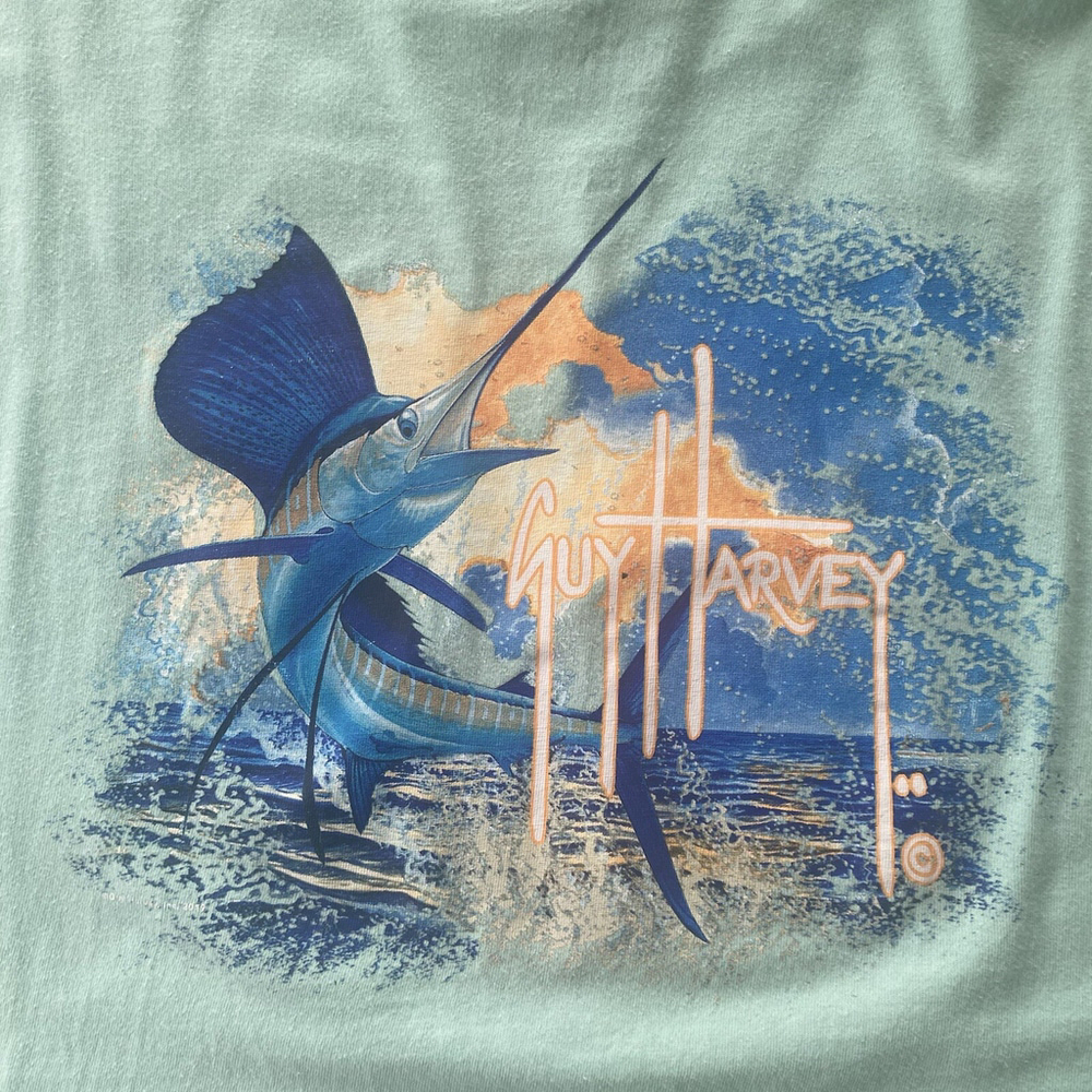 Guy Harvey Sailfish Scene T-Shirt Light Blue Women’s Size XL‎